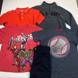 Boys size 6-7 bundle sweater tees and shorts EUC